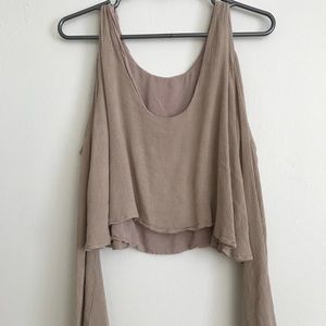 Taupe ColdS-Shoulder Blouse